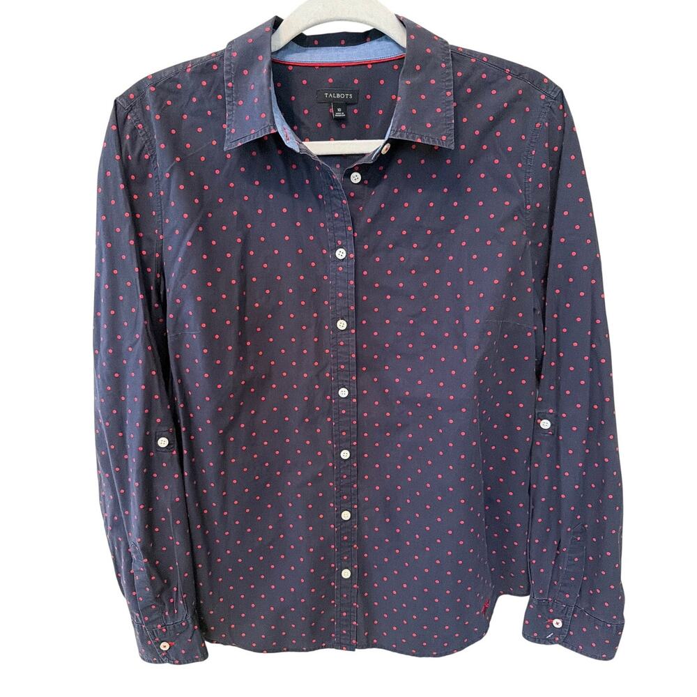 Talbots Button Down Shirt Women's Size 10 100% Cotton Preppy Classic Timeless